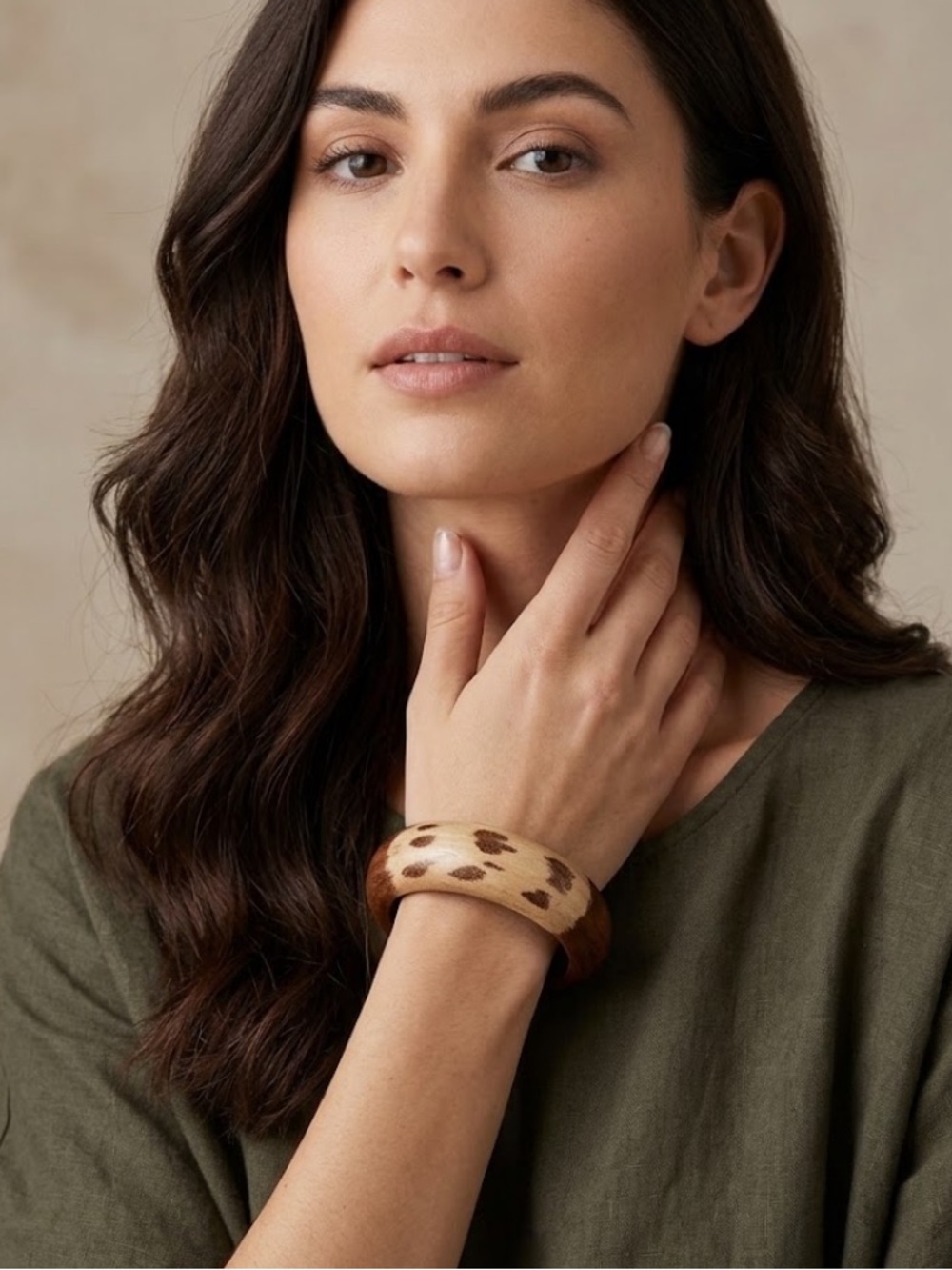 Faux Wooden Bangle Bracelet